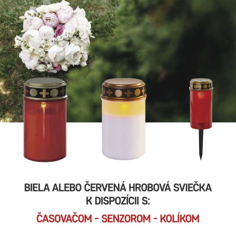 LED náhrobná sviečka, 12,5 cm, 2x C, vonkajšia aj vnútorná, vintage, časovač 5