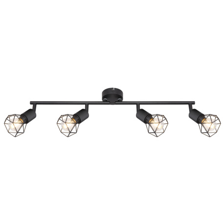 Stropné svietidlo, kov čierny, nastaviteľné, DxŠxV: 600x80x195, bez žiaroviek 4xE14, max. 40W 230V 4