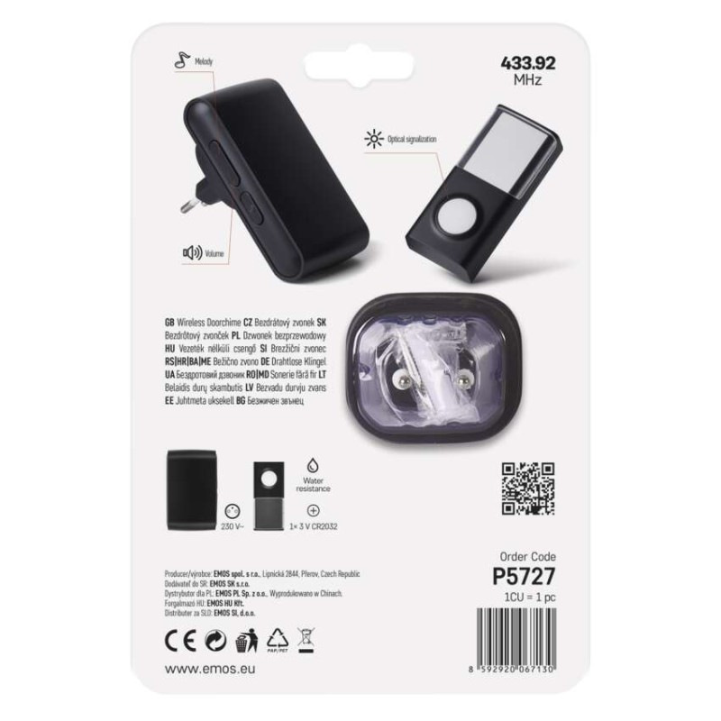 Domový bezdrôtový zvonček P5727 do zásuvky 3