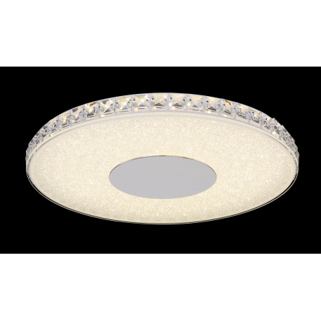 Stropné svietidlo, kov strieborný, sklo opál, plastové krištále priehľadné, Ø400, V:40, vrátane 1xLE 1