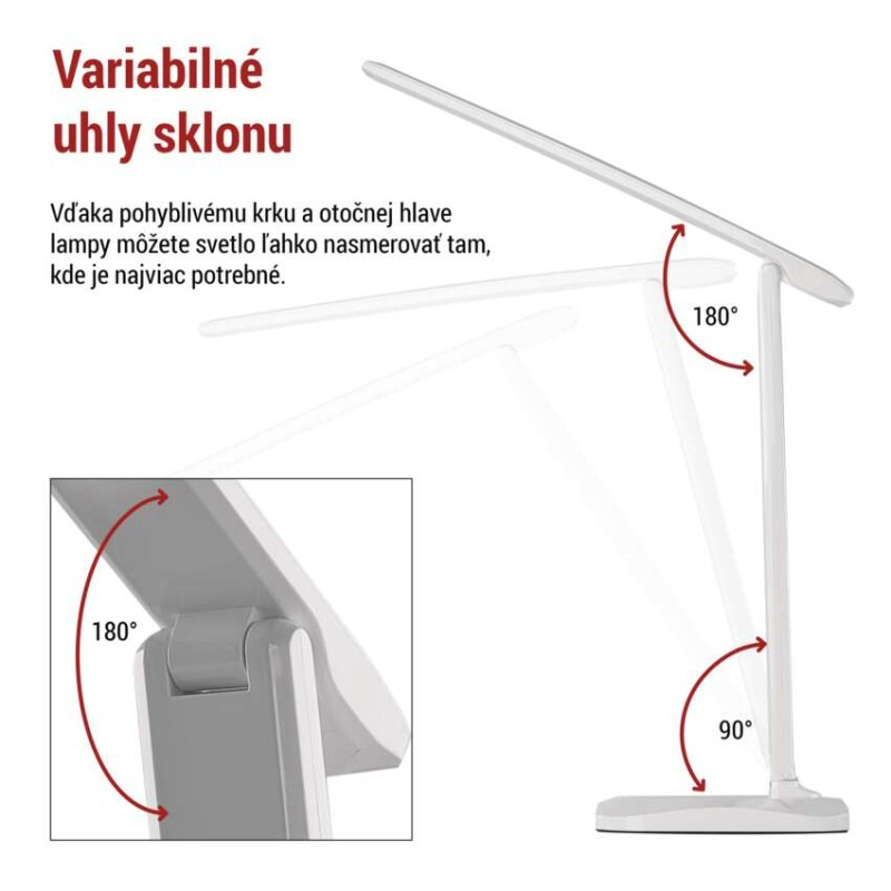 LED stolná lampa CHASE, biela 6
