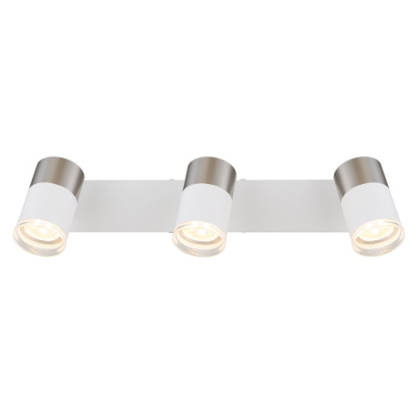 Stropné svietidlo, matný biely kov, hliník nikel, matný biely hliník, priehľadný plast, DxŠxV: 410x6 16