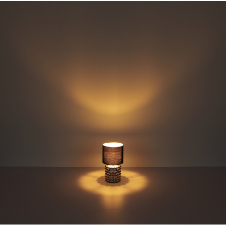 Stolná lampa keramická zlatej farby, textil čierny, kábel PVC čierny, kolískový vypínač na kábli, ø: 11