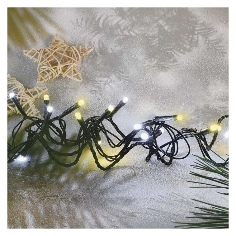 LED vianočná reťaz, 12 m, vonkajšia aj vnútorná, teplá/studená biela, časovač 3