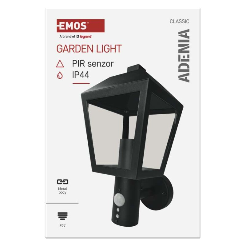Záhradné nástenné svietidlo ADENIA, senzor súmraku, 19,8 x 15 x 29,8 cm, 1 x E27, 15 W 12