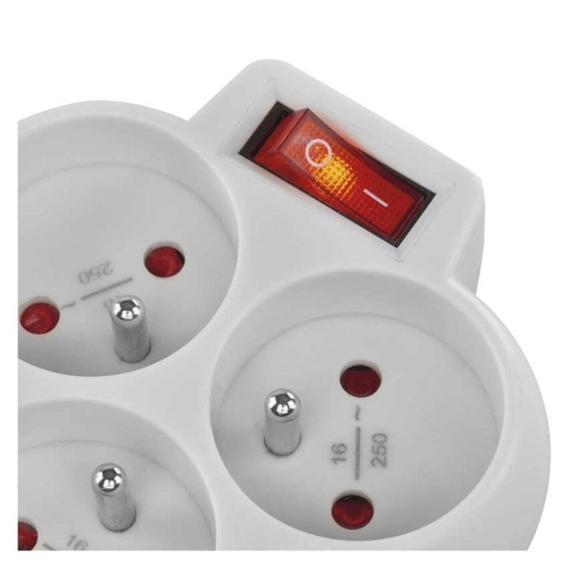 Rozbočovacia zásuvka 3× guľatá, biela 7