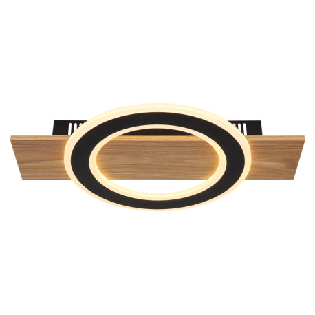 Stropné svietidlo, tmavý plast s imitáciou dreva, matný čierny kov, akryl biely, DxŠxV: 440x290x52mm 3