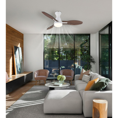 Stropný ventilátor, kov biely, plast imitácia dreva, plast biely, niekoľko rýchlostí pomocou nástenn 1