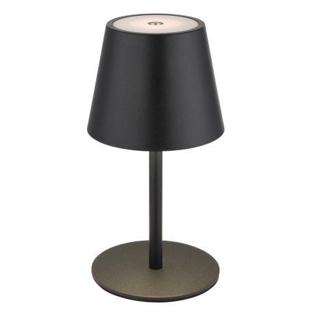Stolová lampa, kov/plast čierny/biely, dotyk. zap/vyp/stmievanie, USB-A 2.0 - USB-C; aku CR18650 180 12