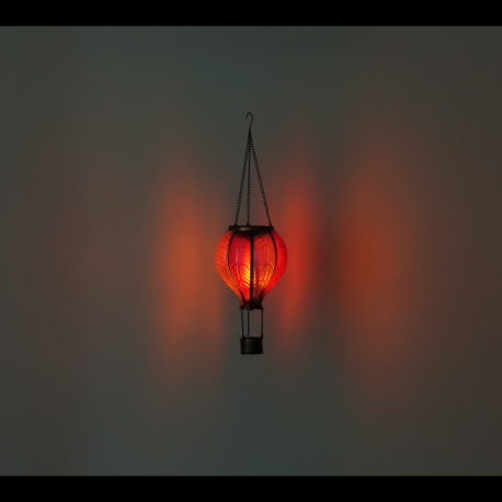 Solárne svietidlo, kov čierny, zlatá patina, plast ružový, satinovaný, vypínač, efekt ohňa, batéria 9