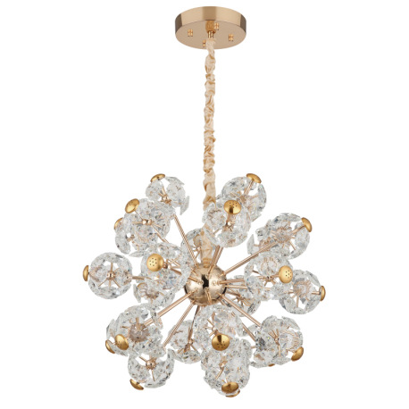 Závesné svietidlo, zlatý kov, číre sklenené kryštály, ø: 650 mm, V: 1350 mm, LED 70W, zdroj 7600 lm, 3