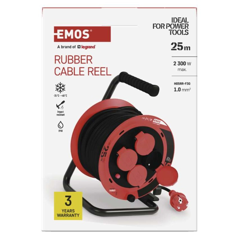 Vonkajší predlžovací kábel na bubne 25 m / 4 zásuvky / guma / 230 V / 1,0 mm2 / IP44 11