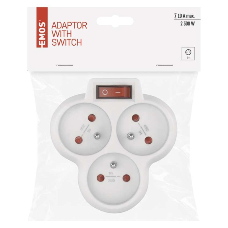 Rozbočovacia zásuvka 3× guľatá, biela 5