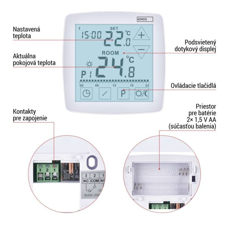 Izbový programovateľný drôtový OpenTherm termostat P56A02 6