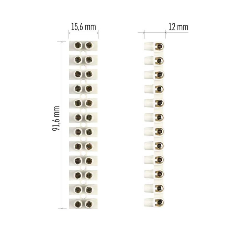 Skrutková svorkovnica 12× 2,5–4mm2, 450 V, biela, 10 ks 7