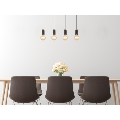 Závesné svietidlo kov čierny matný, drevo tmavohnedé, kábel PVC čierny, DxŠxV: 750x80x1200mm, bez ži 10