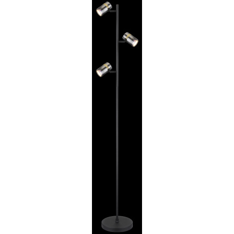 Stojanové svietidlo, kov čierny matný, dymové sklo s prechodom do priehľadného skla, kov mosadz, káb 2