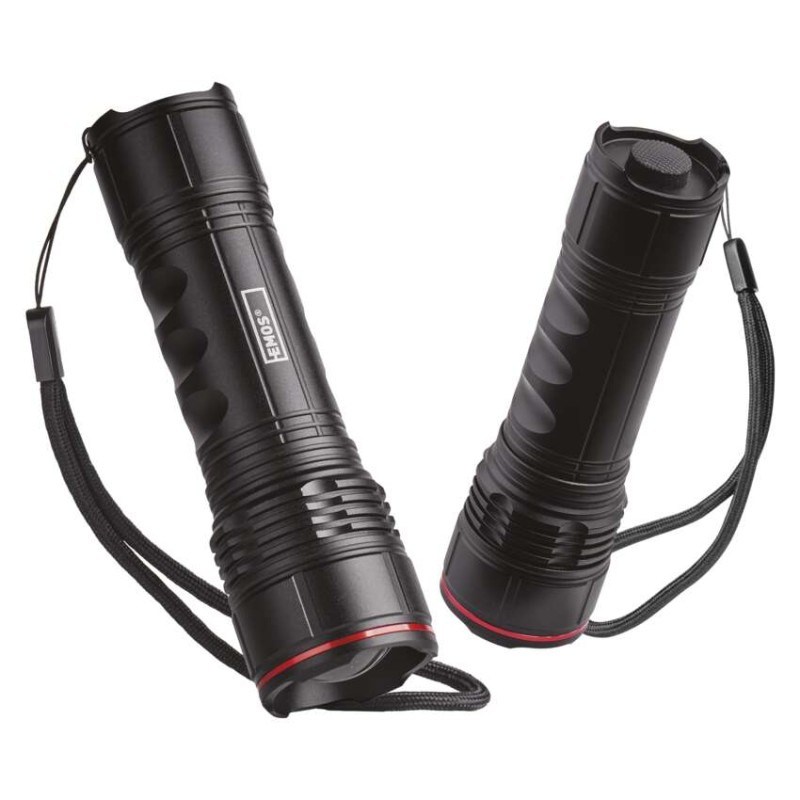 LED ručné kovové svietidlo, 500 lm, 4× AAA, fokus 5