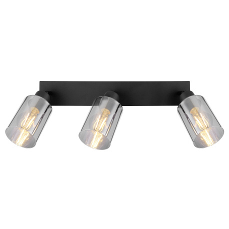 Stropné svietidlo, kov čierny, dymové sklo, DxŠxV:470x90x215mm, bez žiaroviek 3x E27, max. 15W 230V 6