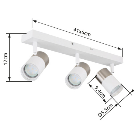 Stropné svietidlo, matný biely kov, hliník nikel, matný biely hliník, priehľadný plast, DxŠxV: 410x6 10