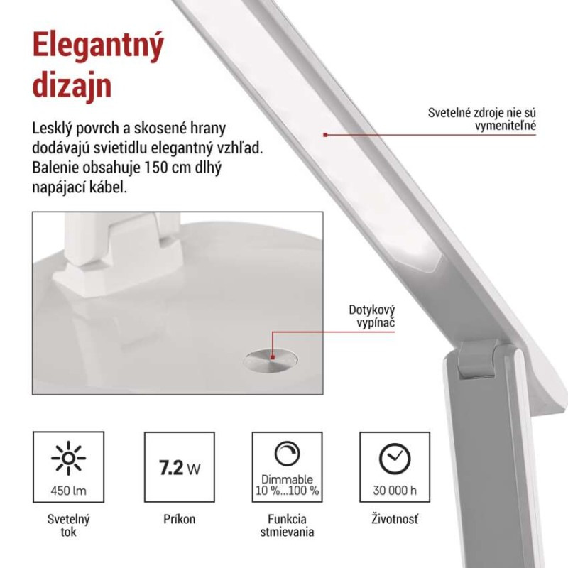 LED stolná lampa CHASE, biela 5