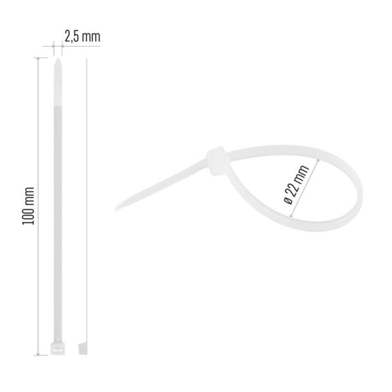 Sťahovacia páska 100×2,5, biela, 100 ks 11