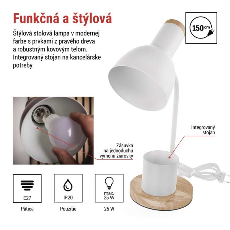 Stolná lampa POPPY, biela 4