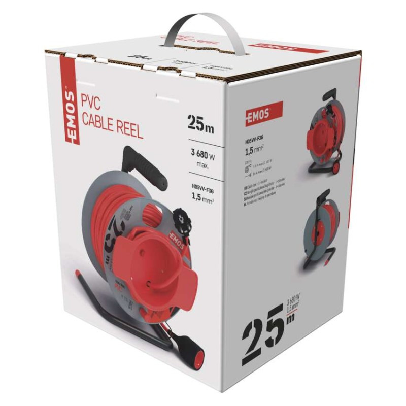 Predlžovací kábel na bubne 25 m / 1 zásuvka / červený / PVC / 230 V / 1,5 mm2 1