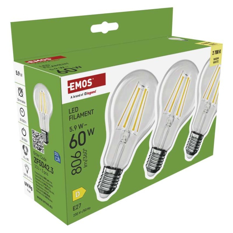 LED žiarovka Filament A60 / E27 / 5,9 W (60 W) / 806 lm / Teplá biela 8
