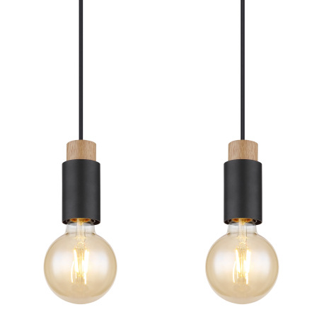 Závesné svietidlo kov čierny matný, drevo tmavohnedé, kábel PVC čierny, DxŠxV: 750x80x1200mm, bez ži 6