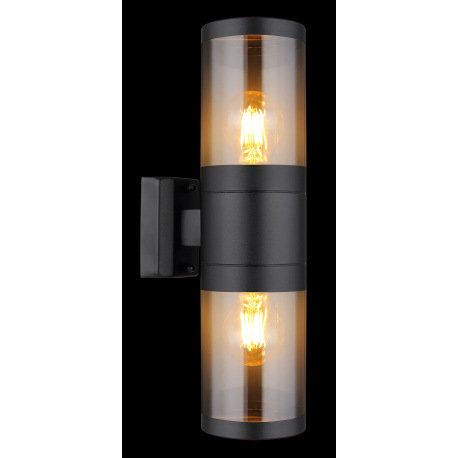 Vonkajšie svietidlo nerezová oceľ čierna matná, plast dymovej farby, smer svetla: hore a dole, IP44, 2