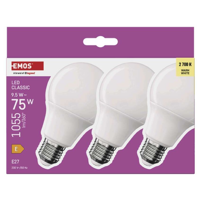 LED žiarovka Classic A60 / E27 / 9,5 W (75 W) / 1055 lm / Teplá biela 4