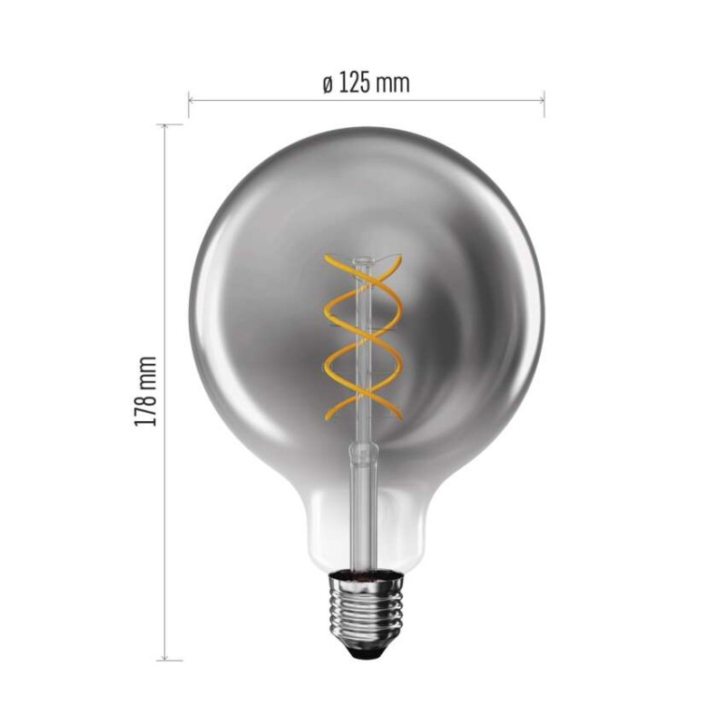 LED žiarovka DECO SMOKED G125 / E27 / 4,5 W (19 W) / 180 lm / flame