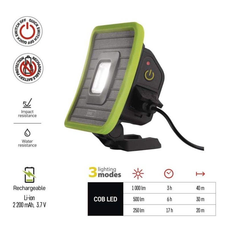 LED nabíjací pracovný reflektor P4539, 1000 lm 5