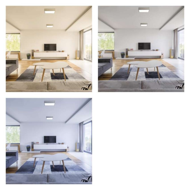 LED prisadené svietidlo, štvorec, strieborné, 28,5W, CCT 4