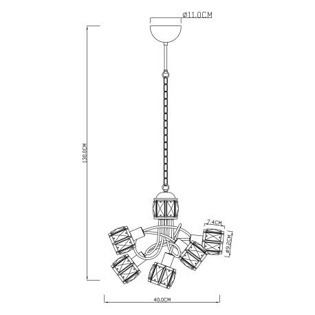 Závesné svietidlo, kov nikel matný, chróm, sklenený kryštál priehľadný, 1x vrátane LED, Ø400, V:1300 8
