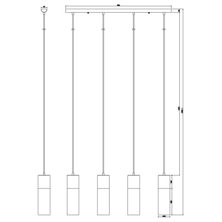 Závesné svietidlo, kov zlatý matný, sklo jantár, hnedý textilný kábel, DxŠxV:800x90x1560, bez žiarov 8