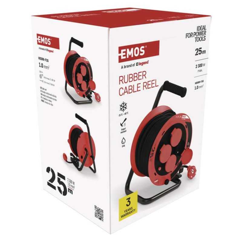 Vonkajší predlžovací kábel na bubne 25 m / 4 zásuvky / guma / 230 V / 1,0 mm2 / IP44 13