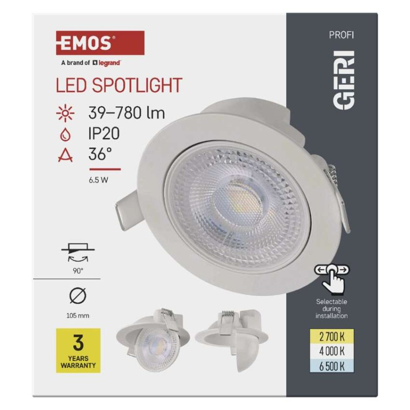 LED bodové svietidlo GERI 6,5W 780LM IP20 CCT bielá 8