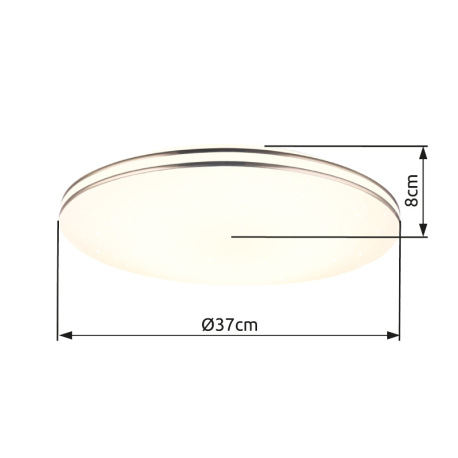 Stropné svietidlo, kov biely, plast biely, chrómová obrúč, Ø370, V:80, vrátane 1xLED 24W 230V, 1800l 6
