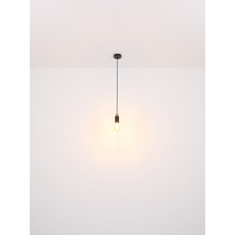 Závesné svietidlo kov čierny matný, drevo tmavohnedé, kábel PVC čierny, DxŠxV: 750x80x1200mm, bez ži 17