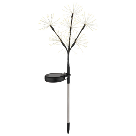 Solárne svietidlo z nehrdzavejúcej ocele, plast čierny matný, plast číry, posuvný vypínač, batéria s