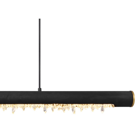 Závesné svietidlo, kov čierny, drevo čierne, priehľadné akrylové krištále, mosadzný krúžok, textilný 15