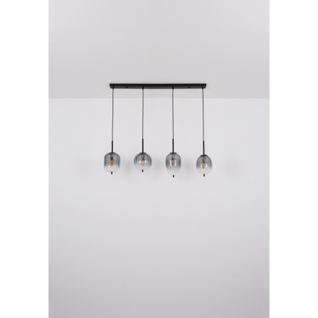 Závesné svietidlo, kov čierny matný, sklo dymová farba/číre, kábel PVC čierny, možnosť skrátenia výš 9