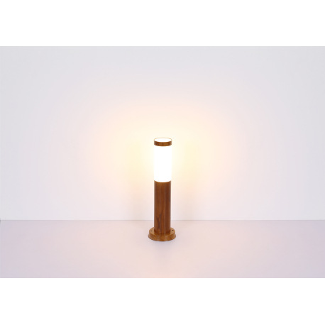 Vonkajšie svietidlo, oceľ vo vzhľade dreva, plast biely, IP44, Ø127, V:450, bez žiarovky 1xE27, max. 10