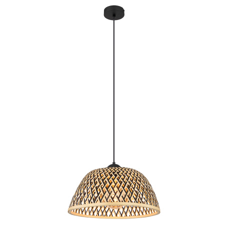 Závesné svietidlo kov čierny matný, bambus, prírodná farba, ø: 400mm, V: 1200mm, bez žiarovky 1x E27