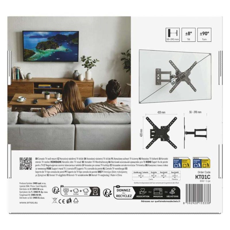 Konzolový nástenný TV držiak 26–60" (65–152 cm) 12
