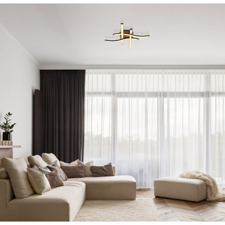 Stropné svietidlo, kov čierny, imitácia dreva, akryl biely, DxŠxV: 430x430x75, vrátane 1xLED 20W 230 11