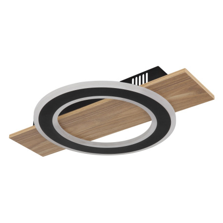 Stropné svietidlo, tmavý plast s imitáciou dreva, matný čierny kov, akryl biely, DxŠxV: 440x290x52mm 9