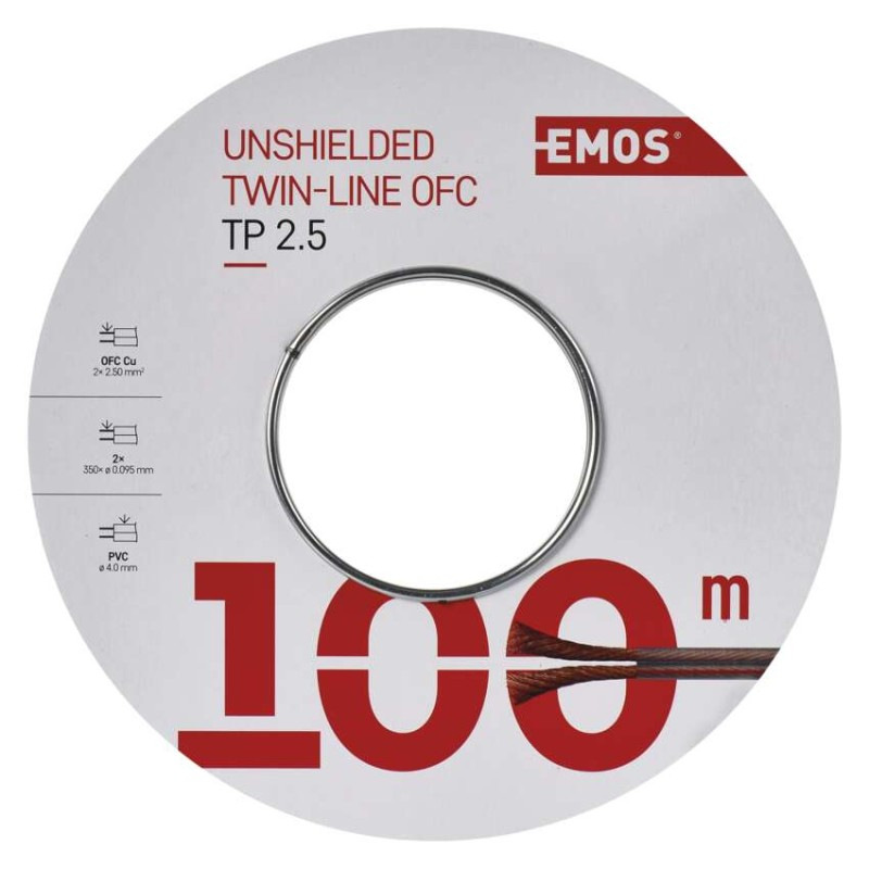 Dvojlinka netienená 2×2,5mm priehľadná, 100m 2